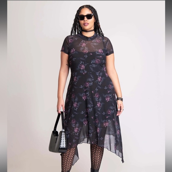 Floral Mesh Midi Dress - Picture 4 of 7